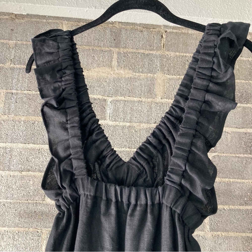 Black Sustainable Linen Maxi Dress - Picture 6 of 7
